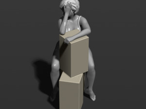 pretty girl sits on boxes 3d print model Modèles 3D en vedette