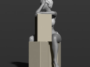 pretty girl sits on boxes 3d print model Modèles 3D en vedette
