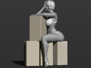 pretty girl sits on boxes 3d print model Modèles 3D en vedette