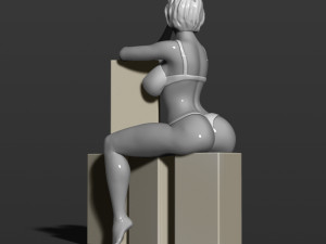 pretty girl sits on boxes 3d print model Modèles 3D en vedette