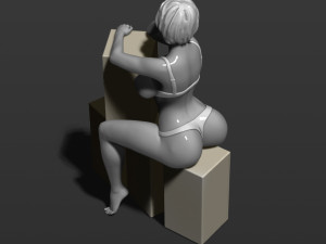 pretty girl sits on boxes 3d print model Modèles 3D en vedette