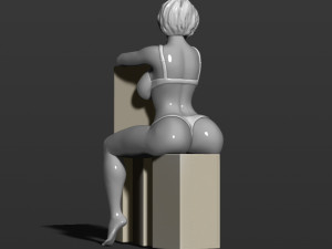pretty girl sits on boxes 3d print model Modèles 3D en vedette