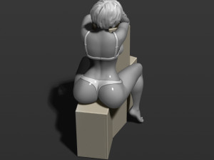pretty girl sits on boxes 3d print model Modèles 3D en vedette