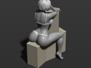 pretty girl sits on boxes 3d print model Modèles 3D en vedette