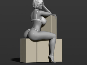 pretty girl sits on boxes 3d print model Modèles 3D en vedette