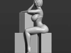 pretty girl sits on boxes 3d print model Modèles 3D en vedette