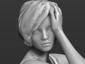 pretty girl sits on boxes 3d print model Modèles 3D en vedette