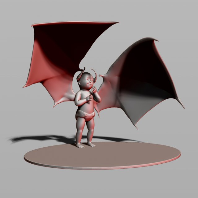 baby demon 3D 打印模型 .c4d .max .obj .3ds .fbx .stl .blend 