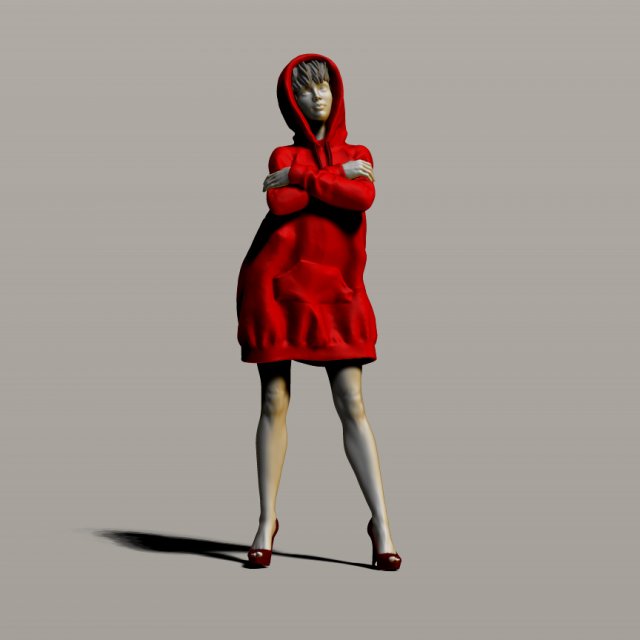 pretty girl in a sweatshirt Modelo de Impressão 3D .c4d .max .obj .3ds .fbx .stl .blend 