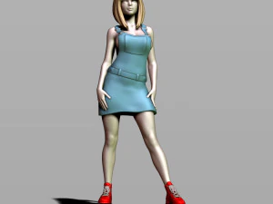 jolie fille sur rouleaux Modèles 3D en vedette