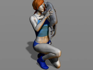 girl with a cat 3D Print Model
