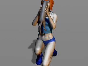 girl with a cat 3D Print Model
