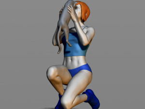 girl with a cat 3D 打印模型