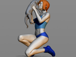 girl with a cat 3D 打印模型
