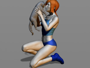 girl with a cat 3D 打印模型