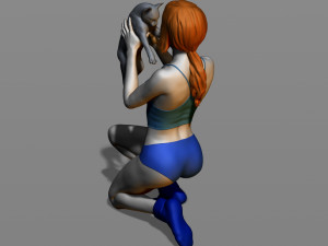 girl with a cat 3D 打印模型