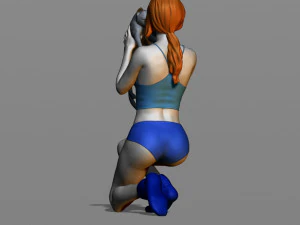 girl with a cat 3D Print Model