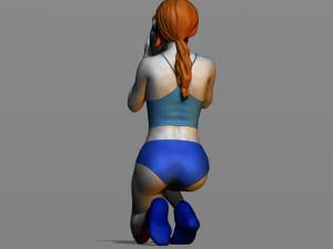 girl with a cat 3D 打印模型