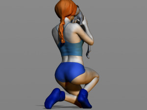 girl with a cat 3D 打印模型