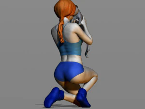 girl with a cat 3D Print Model