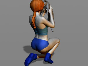 girl with a cat 3D Print Model
