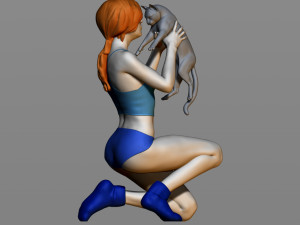girl with a cat 3D 打印模型