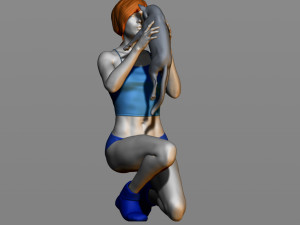 girl with a cat 3D 打印模型