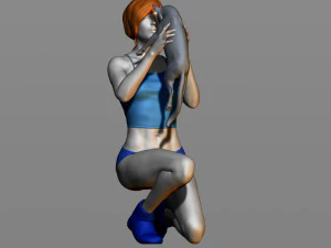 girl with a cat 3D Print Model