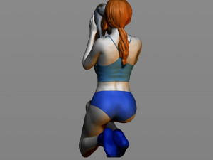 girl with a cat 3D 打印模型