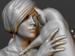 girl with a cat 3D Print Model