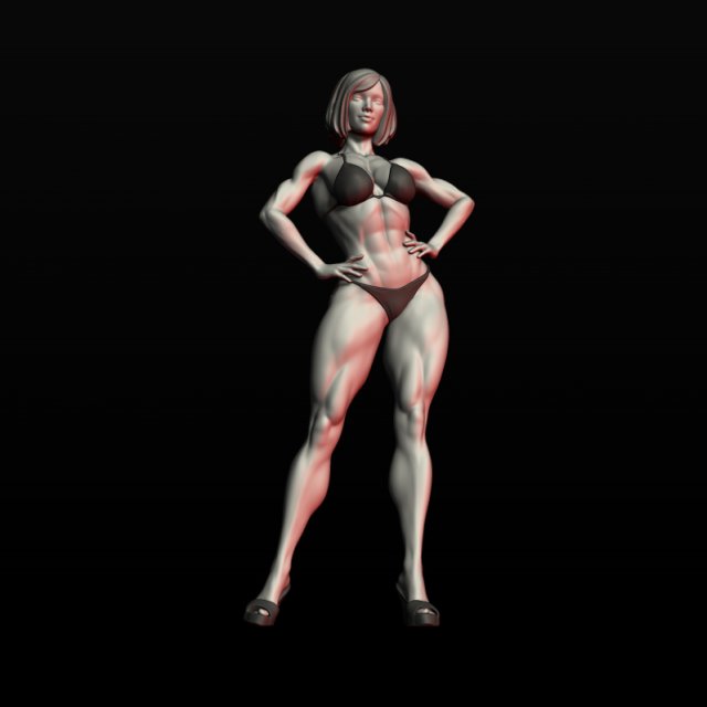 girl bodybuilder 3D Print Model .c4d .max .obj .3ds .fbx .stl .blend 