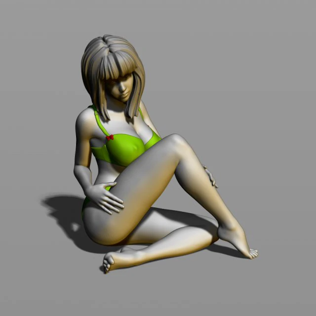 pretty girl on the floor 3D Print Model .c4d .max .obj .3ds .fbx .stl .blend 