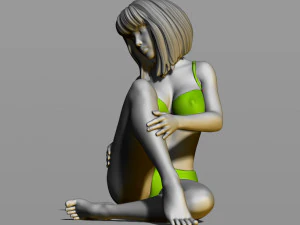 pretty girl on the floor 3D Print Model