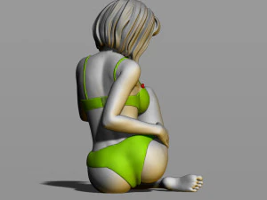 pretty girl on the floor 3D Print Model