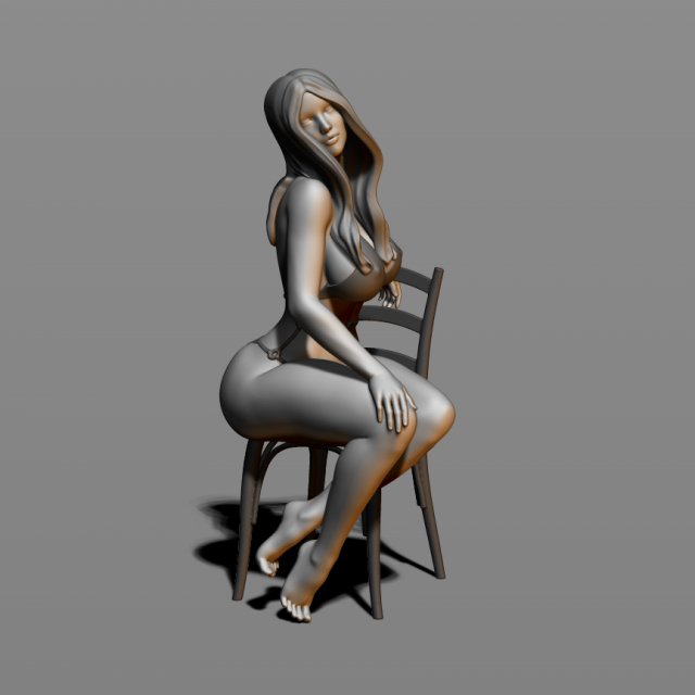sexy girl sitting on a chair Modelo de Impressão 3D .c4d .max .obj .3ds .fbx .stl .blend 