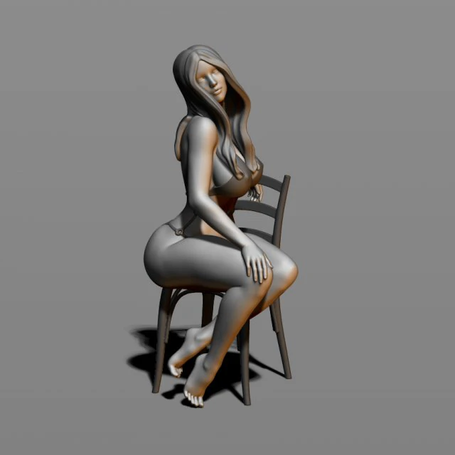 sexy girl sitting on a chair 3D Print Model .c4d .max .obj .3ds .fbx .stl .blend 