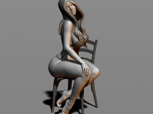 sexy girl sitting on a chair 3D Print Model