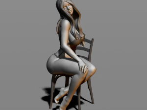 garota sexy sentada em uma cadeira Modelo de Impressão 3D