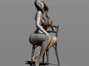 sexy girl sitting on a chair 3D Print Model