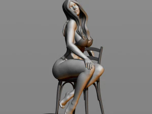 sexy girl sitting on a chair 3D Print Model