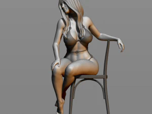 sexy girl sitting on a chair 3D Print Model