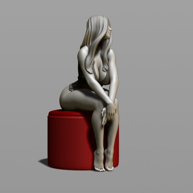 sexy girl on a padded stool 3D Print Model .c4d .max .obj .3ds .fbx .stl .blend 