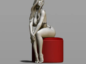 sexy girl on a padded stool 3D Print Model