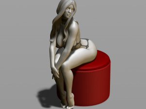 sexy girl on a padded stool 3D Print Model