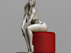 sexy girl on a padded stool 3D Print Model