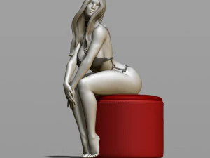 sexy girl on a padded stool 3D Print Model
