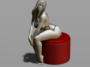 sexy girl on a padded stool 3D Print Model