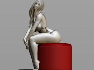sexy girl on a padded stool 3D Print Model