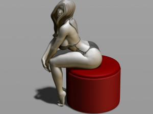 sexy girl on a padded stool 3D Print Model