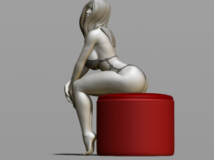 sexy girl on a padded stool 3D Print Model